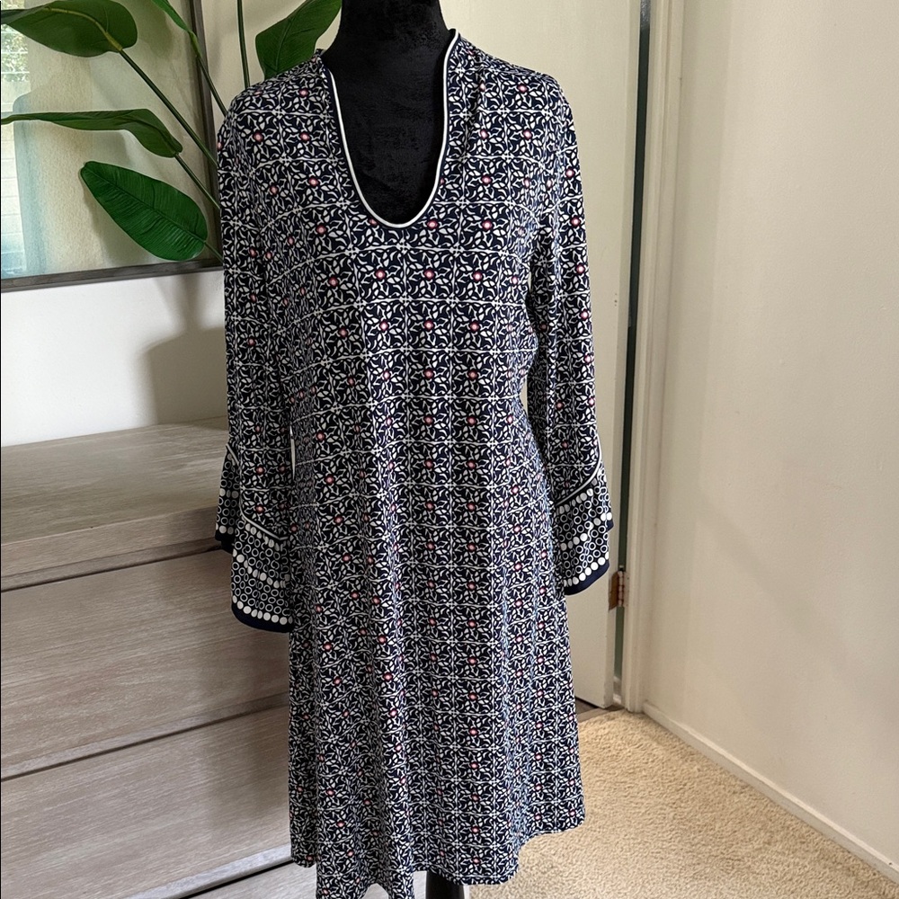 Max Studio Black and White Sheath Dress with Bell Sleeves